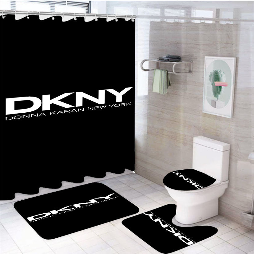 Donna Karan New York Black 4Pcs Bathroom Set Shower Curtain