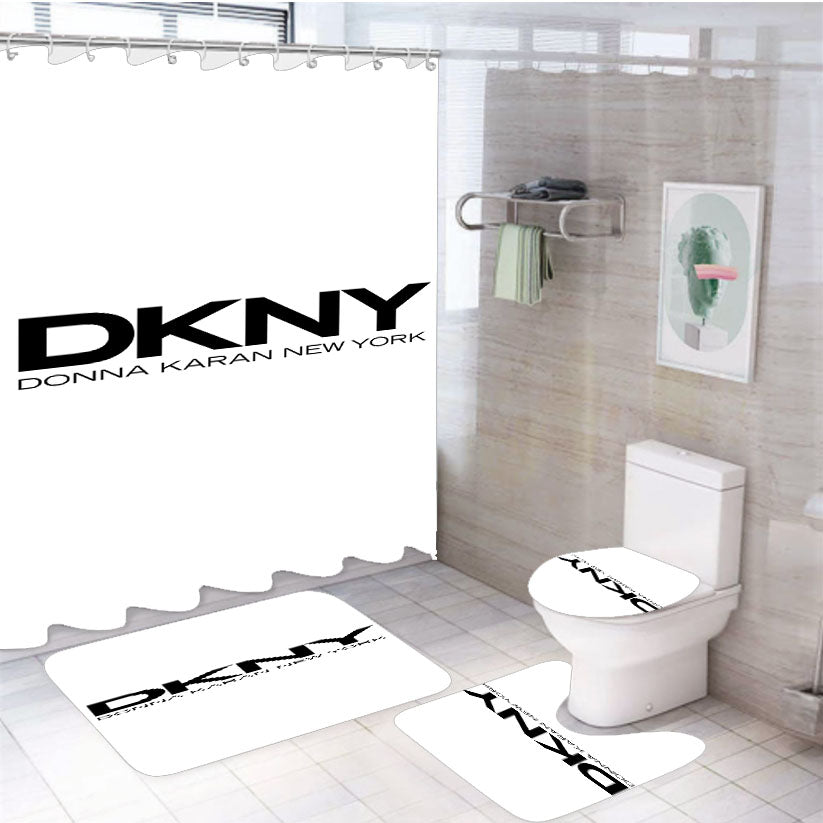 Donna Karan New York White 4Pcs Bathroom Set Shower Curtain