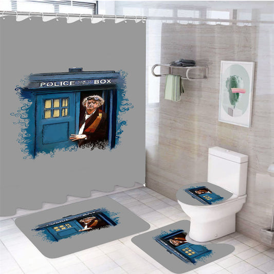Dr Who X Back To Future 4Pcs Bathroom Set Shower Curtain
