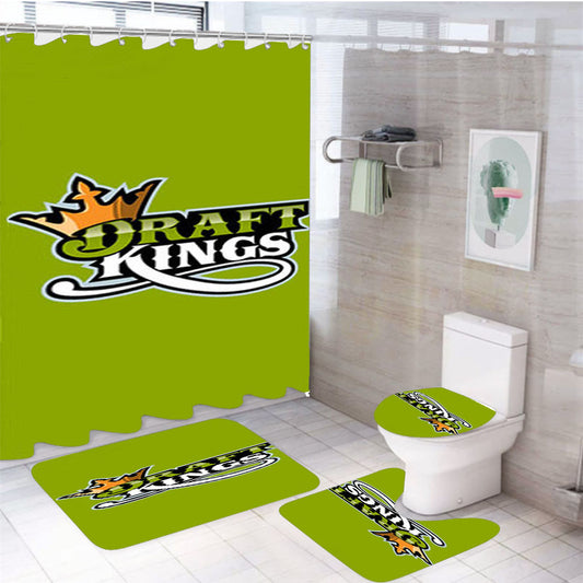 Draft King Baseball Logo Green 4Pcs Bathroom Set Shower Curtain