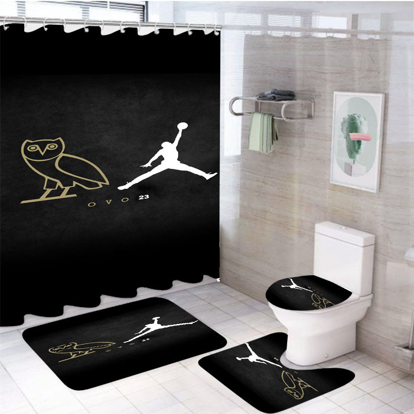 Drake Ovo X Jordan 4Pcs Bathroom Set Shower Curtain