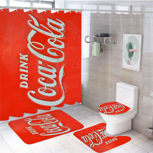 Drink Coca Cola Machine 4Pcs Bathroom Set Shower Curtain