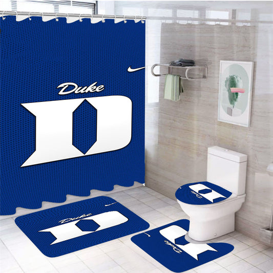 Duke Blue Devils Logo Nike 4Pcs Bathroom Set Shower Curtain