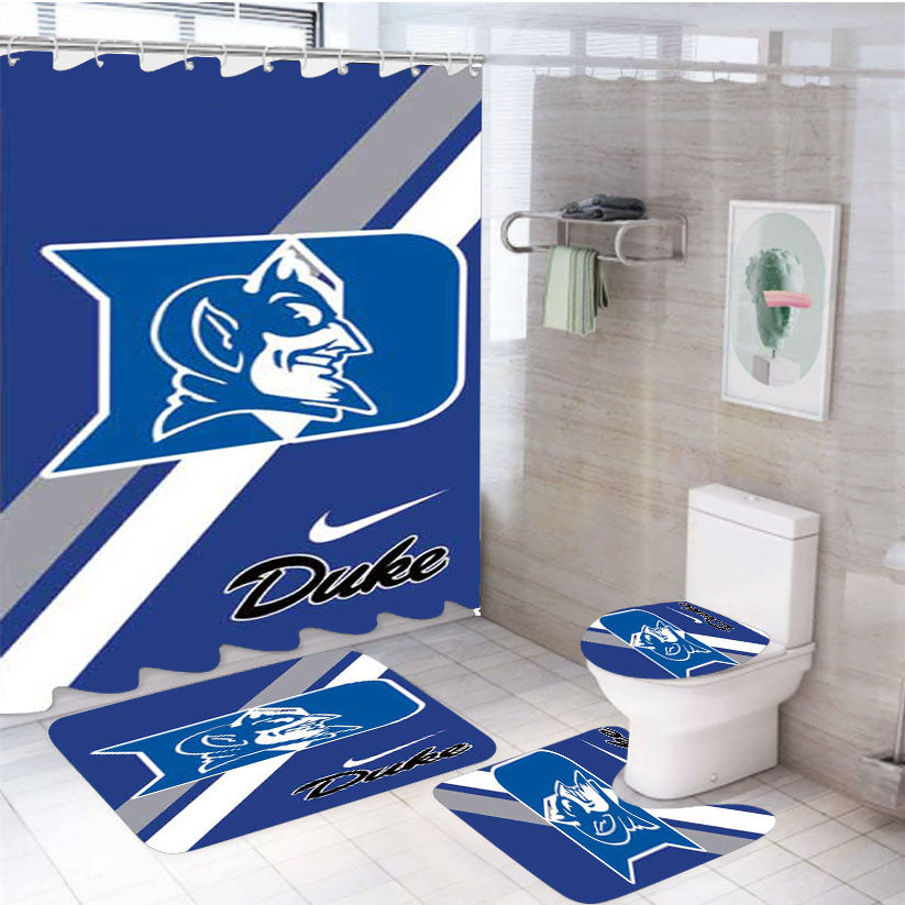 Duke Blue Devils Logo Stripes Nike 4Pcs Bathroom Set Shower Curtain