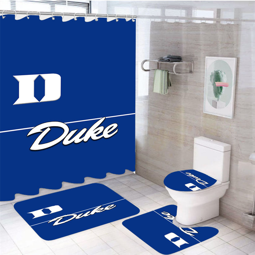 Duke Blue Devils Minimalist Wallpaper 4Pcs Bathroom Set Shower Curtain