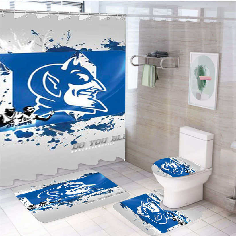 Duke Blue Devils Splatter Logo 4Pcs Bathroom Set Shower Curtain