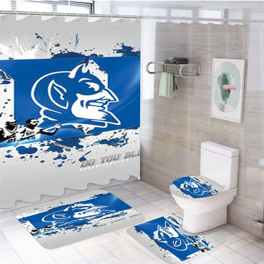 Duke Blue Devils Splatter Logo 4Pcs Bathroom Set Shower Curtain
