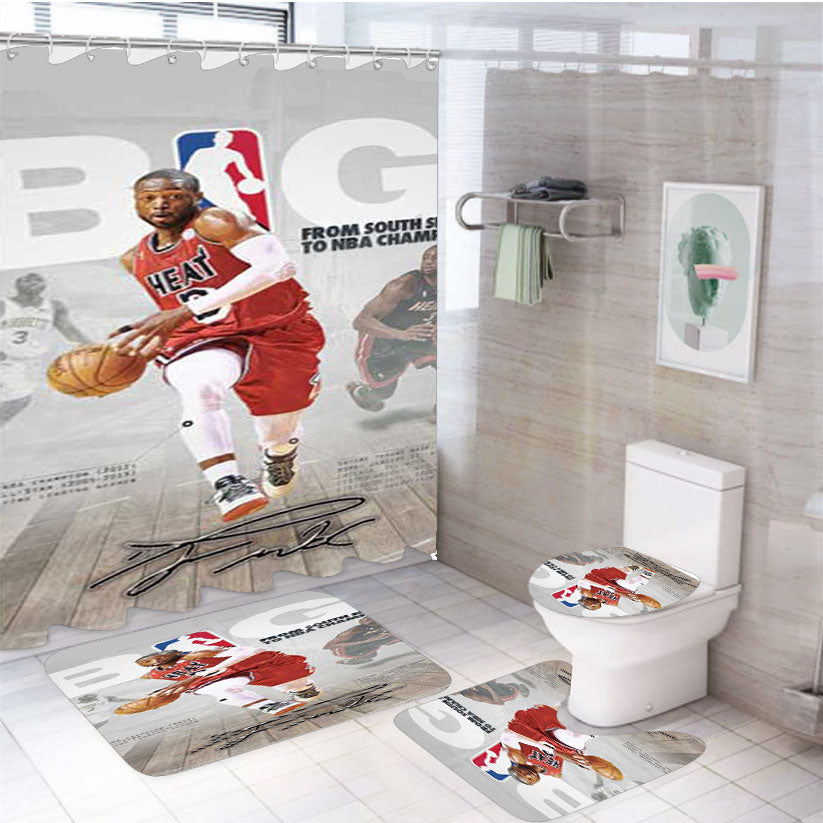 Dwyane Wade Chicago Bulls 4Pcs Bathroom Set Shower Curtain