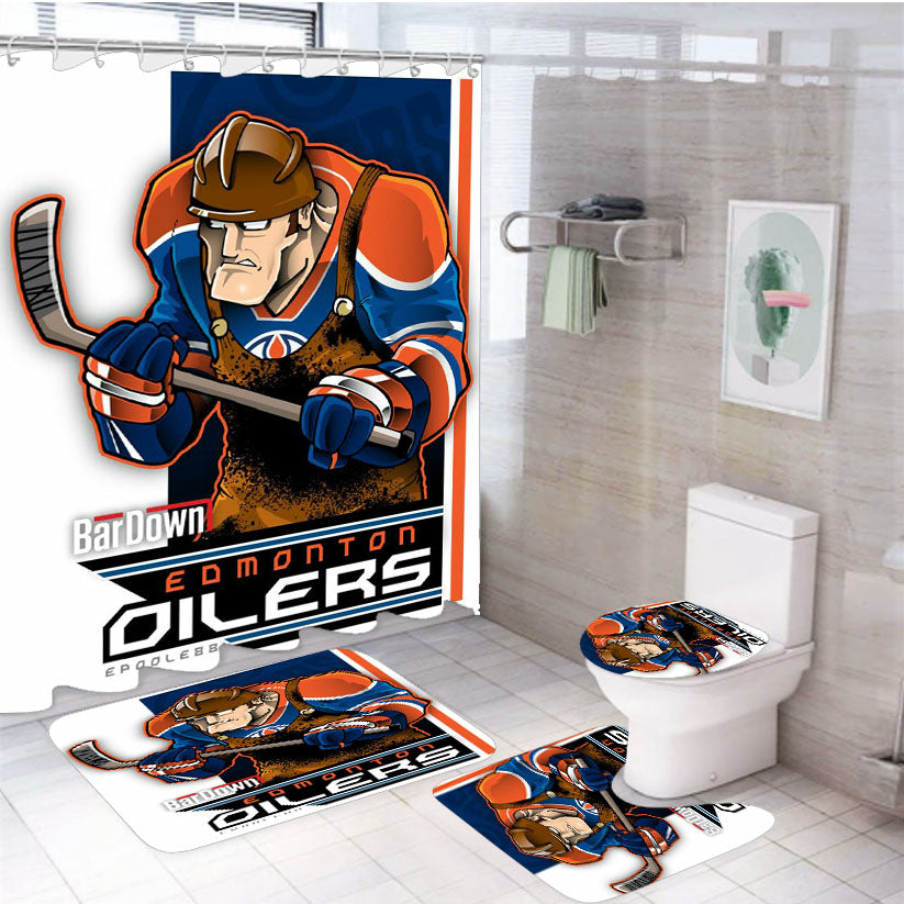 Edmonton Dilers Nhl Hockey 4Pcs Bathroom Set Shower Curtain