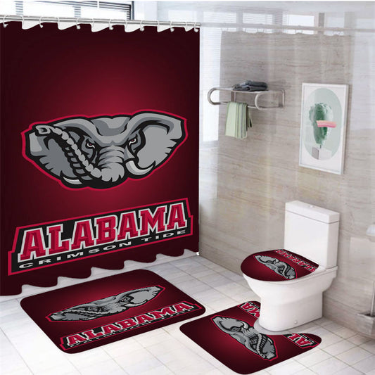 Elephant Alabama Crimson Tide 4Pcs Bathroom Set Shower Curtain