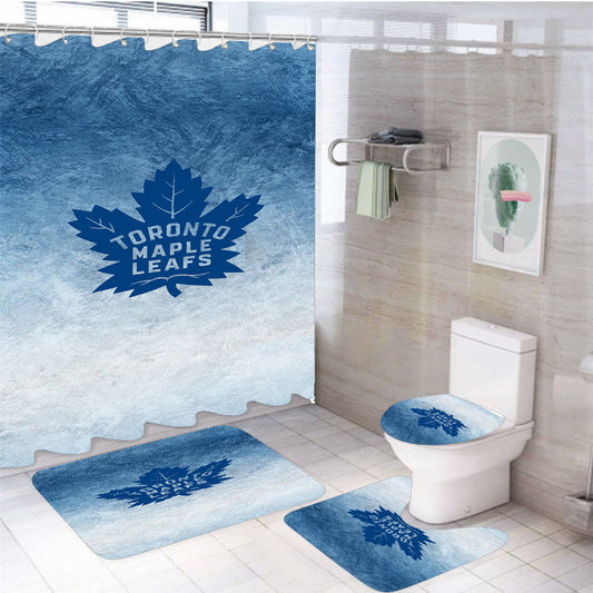 Emblem Logo Nhl Ice Toronto Maple Leafs 4Pcs Bathroom Set Shower Curtain