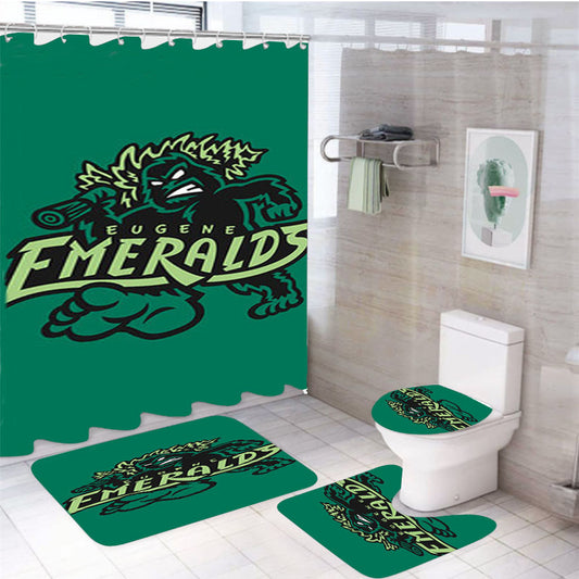 Eugene Emeralds Basebal Logo Green 4Pcs Bathroom Set Shower Curtain