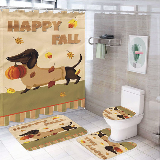 Fall Dachshund 4Pcs Bathroom Set Shower Curtain