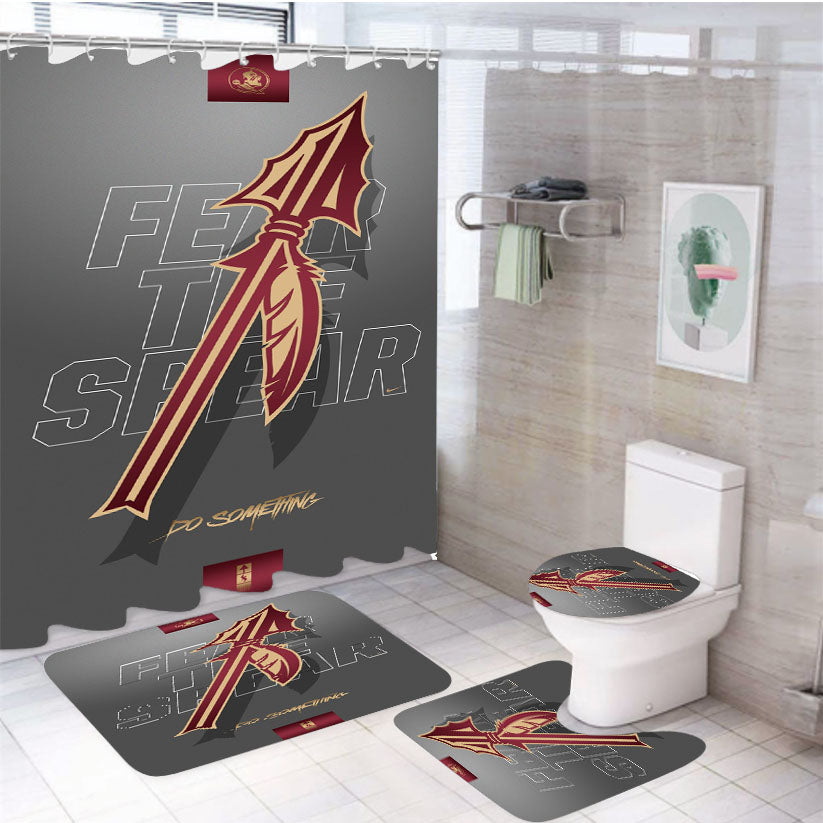 Fear The Spear Do Something Grey Fsu Wallpaper 4Pcs Bathroom Set Shower Curtain
