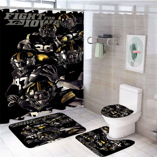 Fight For Iowa Hawkeyes Art 4Pcs Bathroom Set Shower Curtain