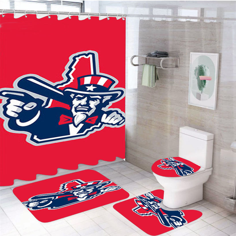 Fisher Cats Unclesam Baseball Logo Red 4Pcs Bathroom Set Shower Curtain