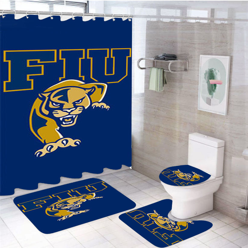 Fiu Baseball Logo Blue 4Pcs Bathroom Set Shower Curtain