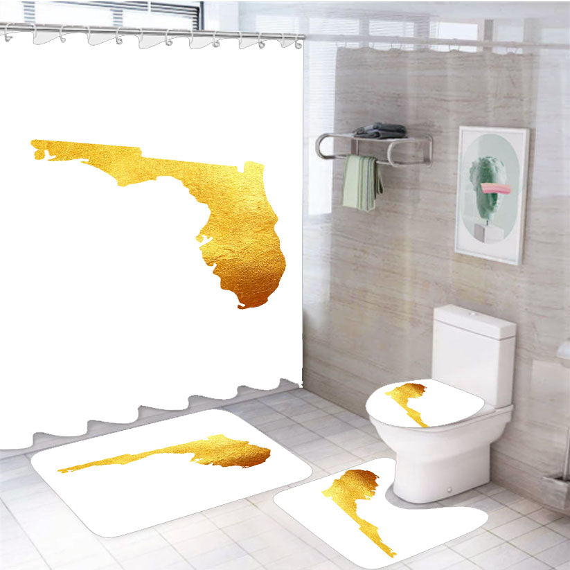Florida Golden State Map 4Pcs Bathroom Set Shower Curtain