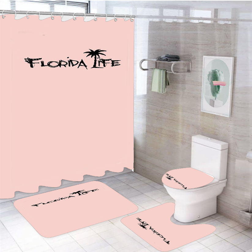 Florida Grown Life Palm Tree Beach 4Pcs Bathroom Set Shower Curtain