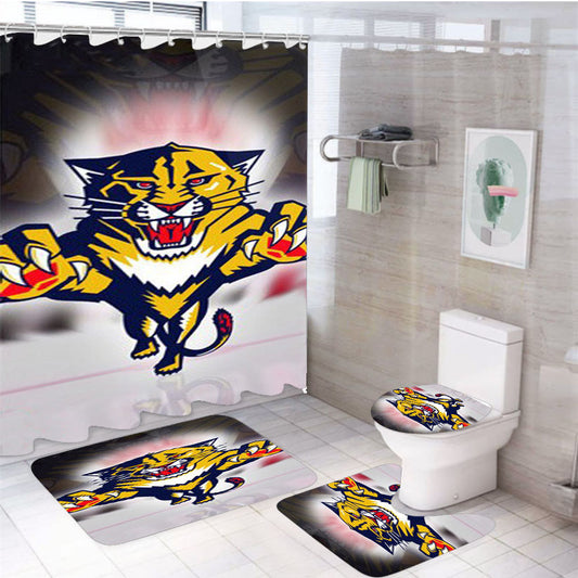 Florida Panthers Nhl Sport Logo 4Pcs Bathroom Set Shower Curtain