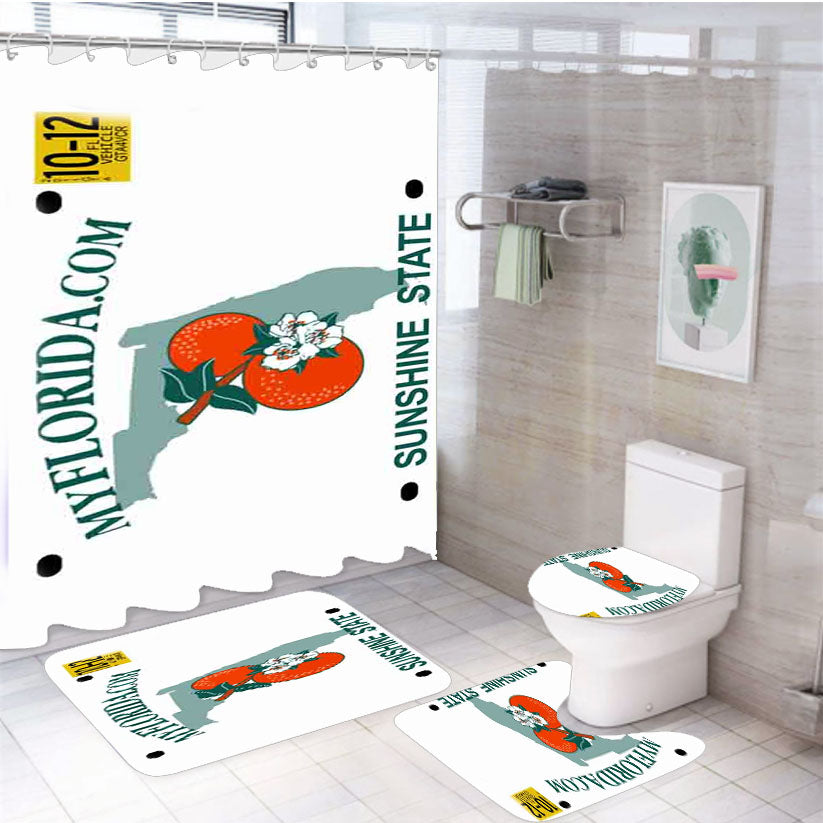 Florida Plate 4Pcs Bathroom Set Shower Curtain