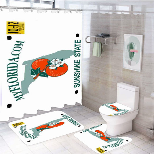 Florida Plate 4Pcs Bathroom Set Shower Curtain