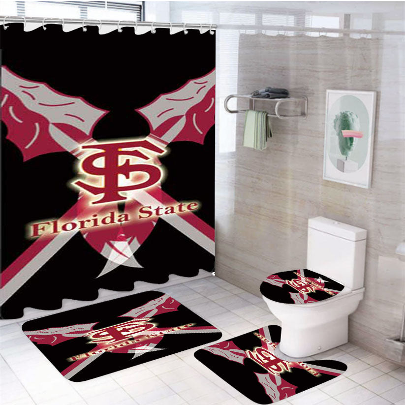 Florida State Crossed Spears Light 4Pcs Bathroom Set Shower Curtain