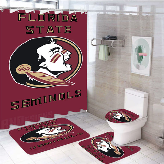 Florida State Fsu Football 3 4Pcs Bathroom Set Shower Curtain