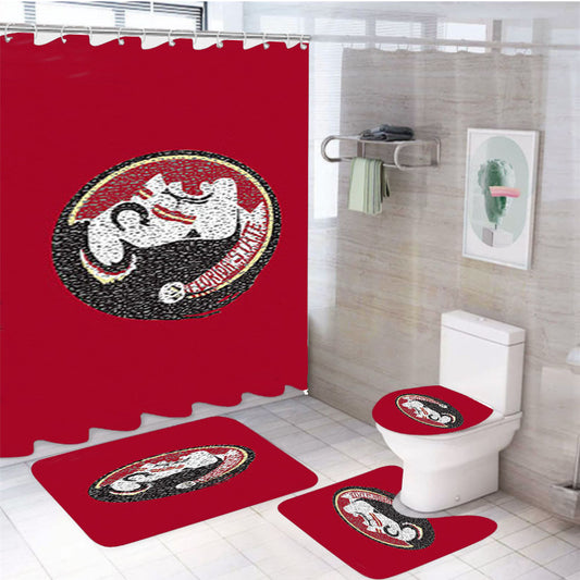 Florida State Seminoles Logo 4Pcs Bathroom Set Shower Curtain