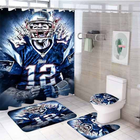 Football Nfl 12 4Pcs Bathroom Set Shower Curtain