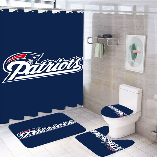 Front New England Patriots Logo 4Pcs Bathroom Set Shower Curtain