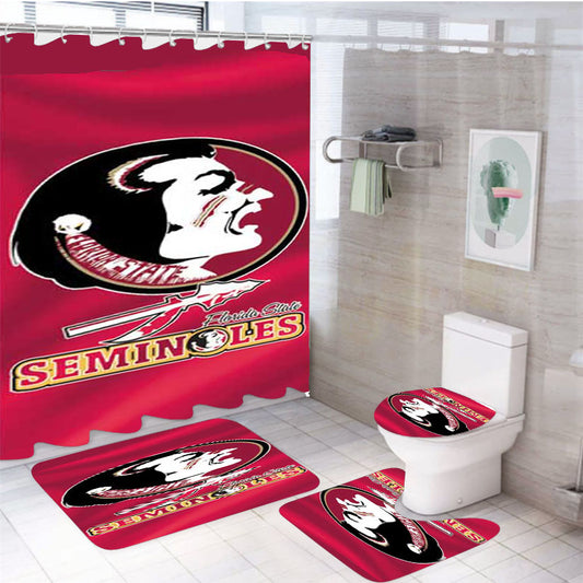 Fsu Cloth Ripple 4Pcs Bathroom Set Shower Curtain