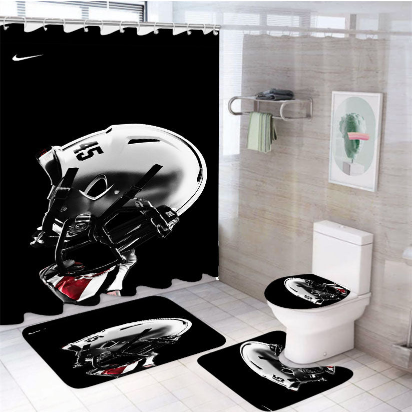 Fsu Florida State Seminols Football Helmet Wallpaper 4Pcs Bathroom Set Shower Curtain
