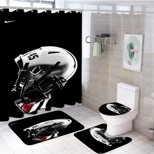 Fsu Florida State Seminols Football Helmet Wallpaper 4Pcs Bathroom Set Shower Curtain