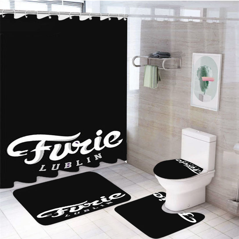 Furie Lublin Dark Grey 4Pcs Bathroom Set Shower Curtain