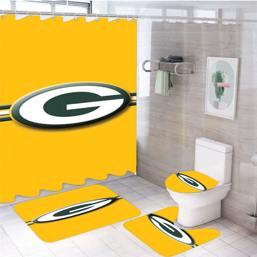Gbp Emboss Ribbon 4Pcs Bathroom Set Shower Curtain