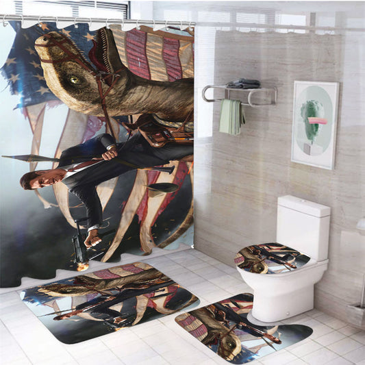 George Washington Riding Eagle Patriotism 4Pcs Bathroom Set Shower Curtain