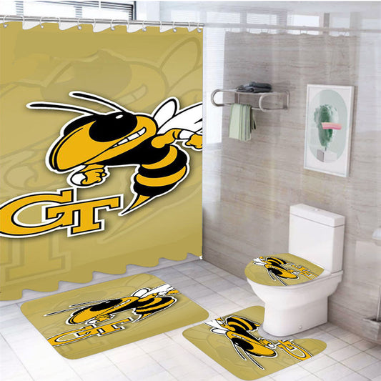 Georgia Tech Yellow Jackets 1 4Pcs Bathroom Set Shower Curtain