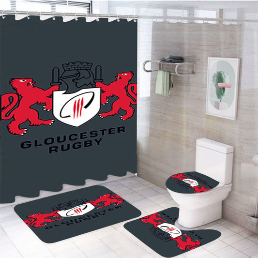 Gloucester Rugby Logo Grey 4Pcs Bathroom Set Shower Curtain
