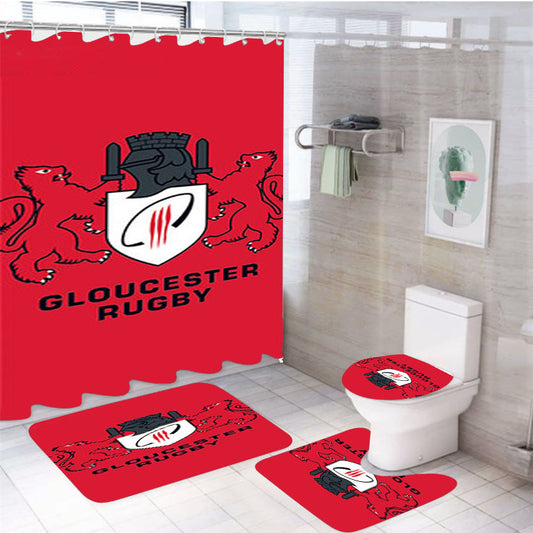 Gloucester Rugby Logo Red 4Pcs Bathroom Set Shower Curtain