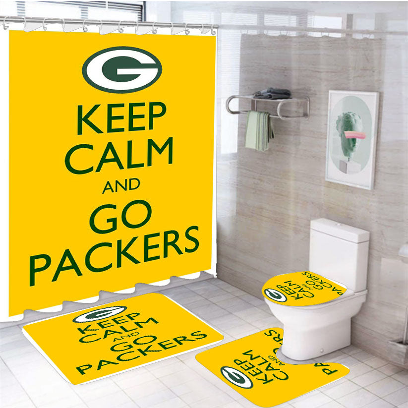 Go Packers 4Pcs Bathroom Set Shower Curtain