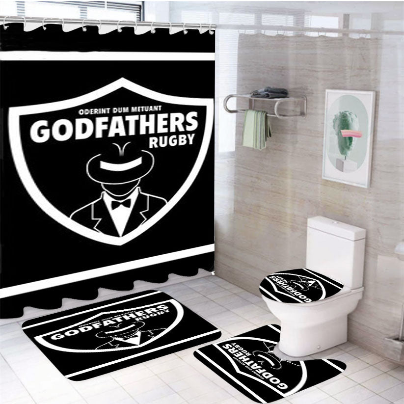 God Fathers Rugby 4Pcs Bathroom Set Shower Curtain