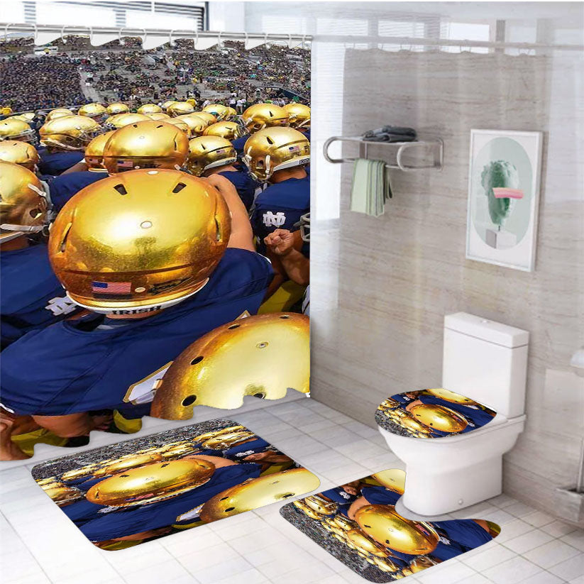 Golden Notre Dame Football Helmet 4Pcs Bathroom Set Shower Curtain