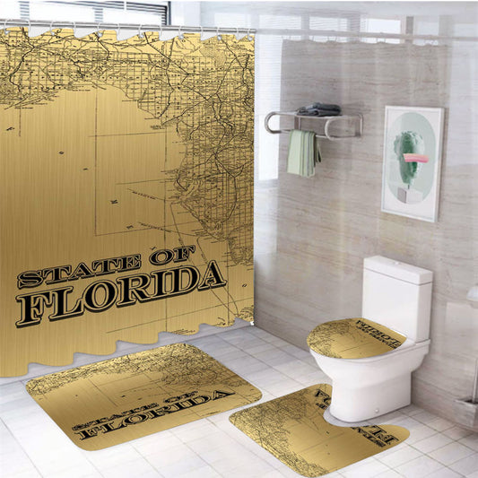 Golden State Of Florida 4Pcs Bathroom Set Shower Curtain