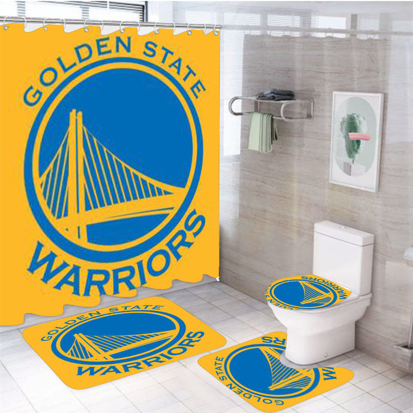 Golden State Warriors 4Pcs Bathroom Set Shower Curtain