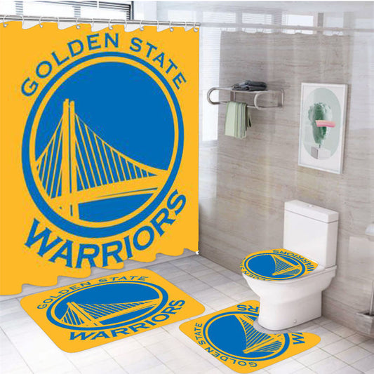 Golden State Warriors 4Pcs Bathroom Set Shower Curtain