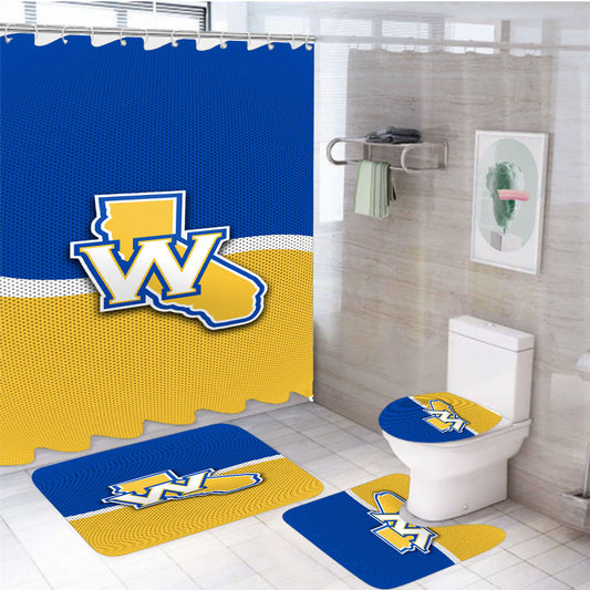 Golden State Warriors Basketball Logo 4Pcs Bathroom Set Shower Curtain