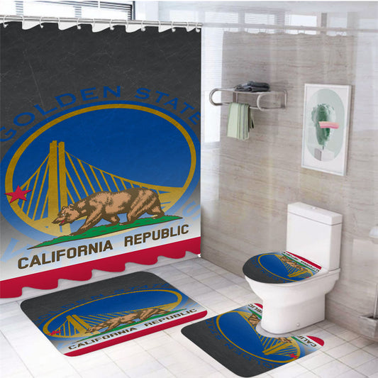Golden State Warriors California Republic 4Pcs Bathroom Set Shower Curtain