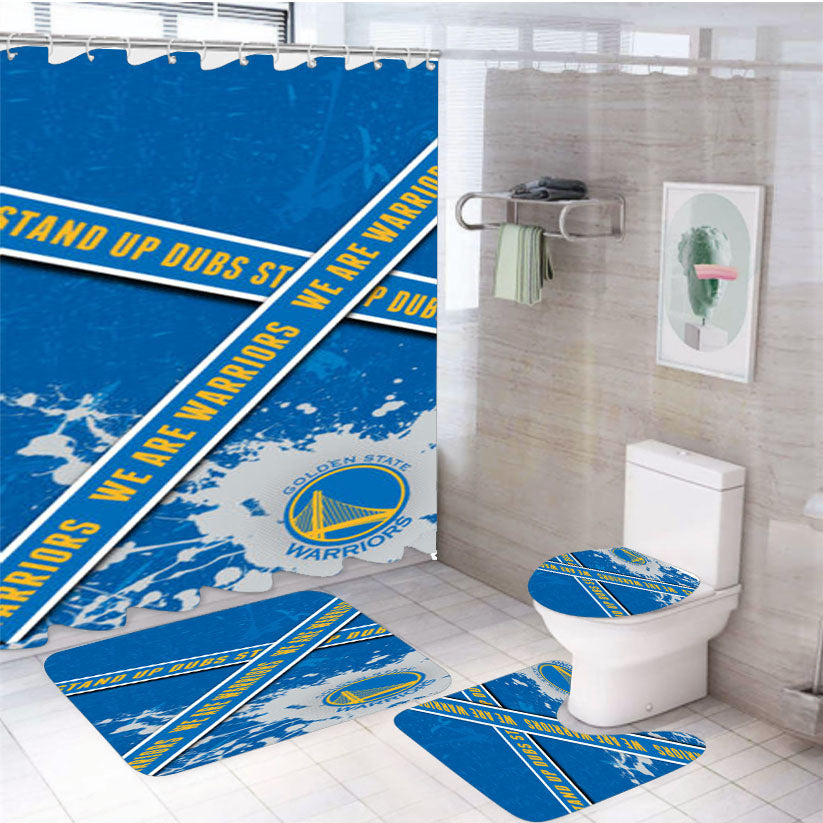 Golden State Warriors Dubs 4Pcs Bathroom Set Shower Curtain