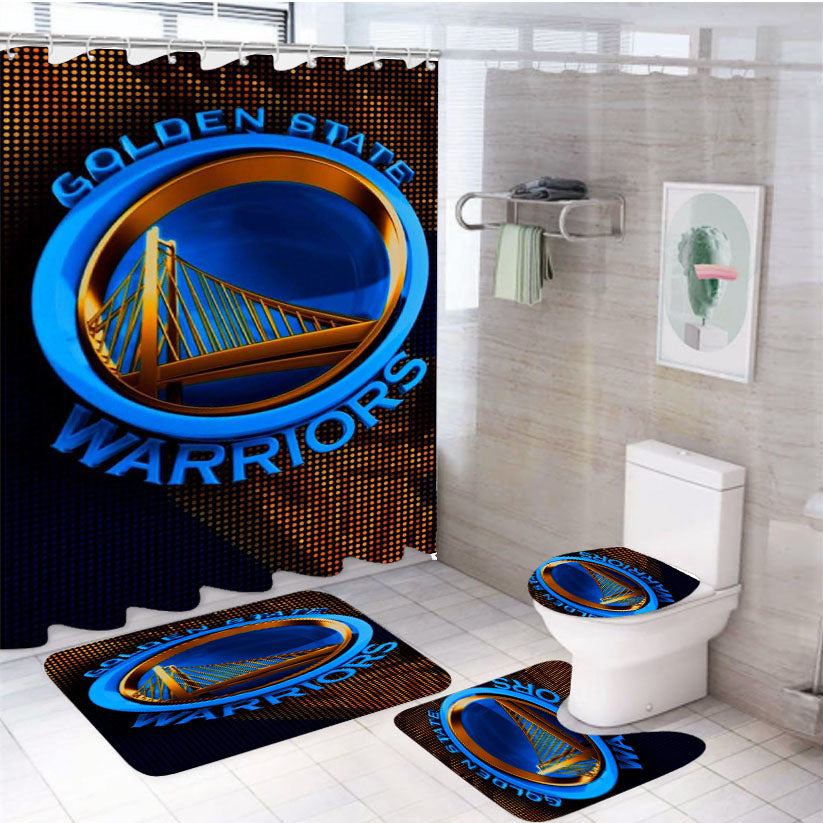 Golden State Warriors Emblem Logo 4Pcs Bathroom Set Shower Curtain